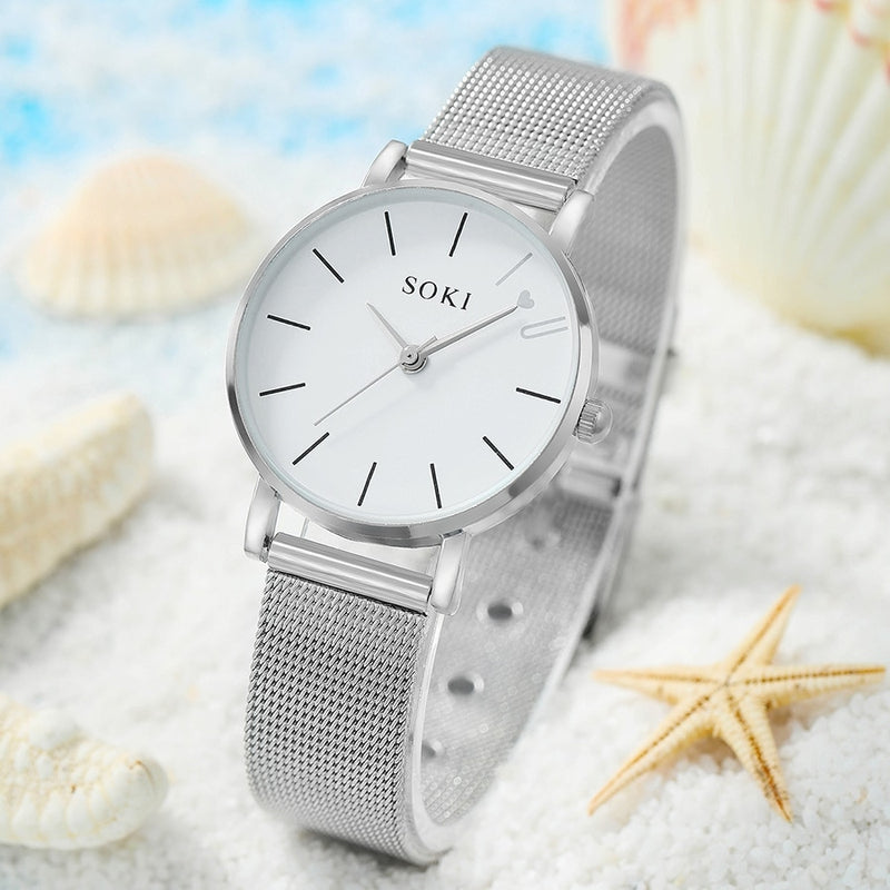 Relógio de Prata Quartz Casual - acompanha 5 acessórios - Liz BH Store